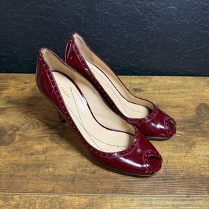 Kate Spade New York Shoes Womens Size 7 Red Patent Leather Peep Toe Heels